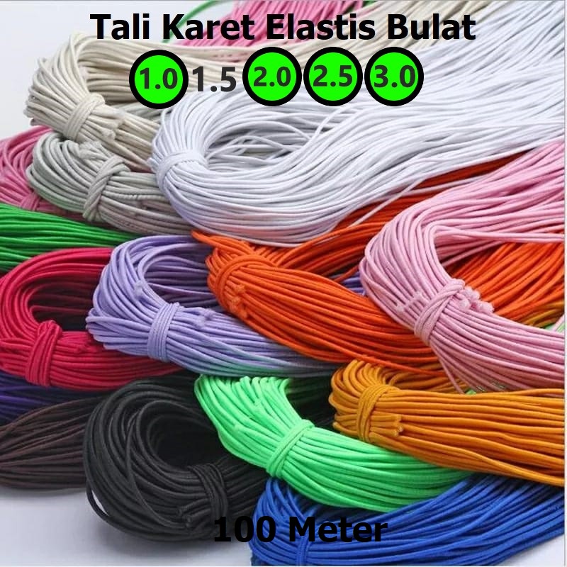 Tali Karet / Tali Elastis / Tali Karet Bulat / Tali String Harga/100Meter