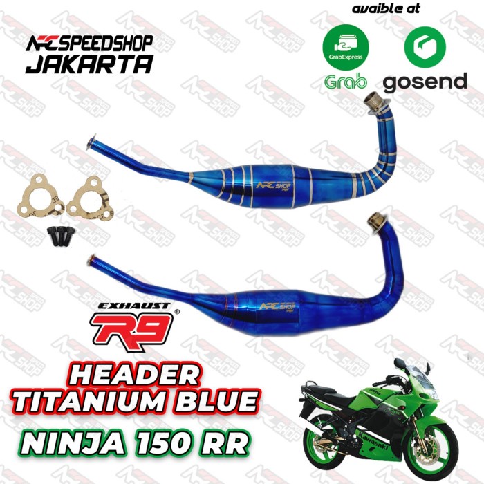 Header Knalpot R9 Titanium Blue Kawasaki Ninja 150 Rr Header Arc #Original