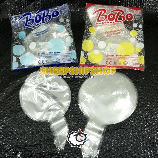 (1 PCS) BALON PVC 18inch MEREK BOBO BIRU MERAH (Balon saja) Kualitas Bagus Balon Bening Transparan 95