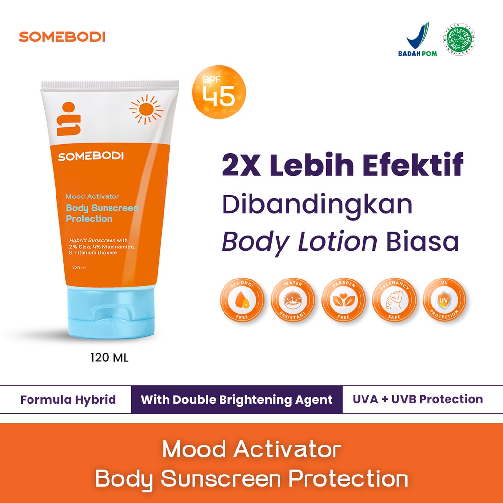 BUNDLING SOMEBODI Mood Activator Body Sunscreen Protection with SPF 45 &amp; Show Off Glowing Cream 30 ml