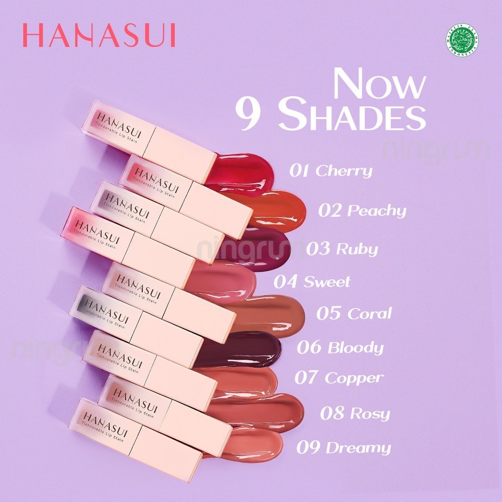 Ningrum - Hanasui Tintdorable Lip Tint  Lip Stain Lip Tint Glossy New Shades 100 % Ori BPOM - 5003