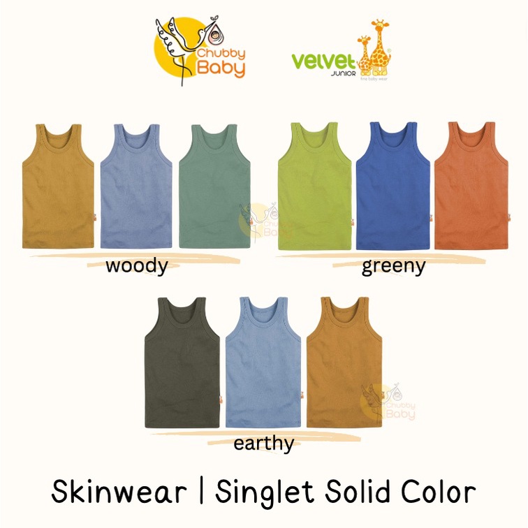 Velvet Junior 3pcs Skinwear Solid Color | Singlet Anak