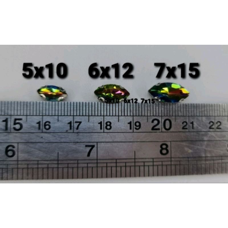 CANGKANG BATU SWAROVSKI STONE KACA KRISTAL SUPER bentuk MATA 7x15 per BOX (240 pis)