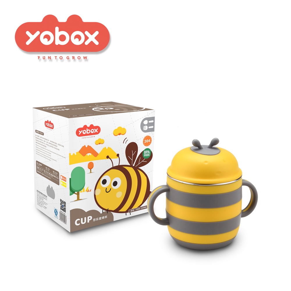 YOBOX Gelas bayi dengan pegangan model BEE Y008 YOOYEE Little Bee Baby Cup with Handle