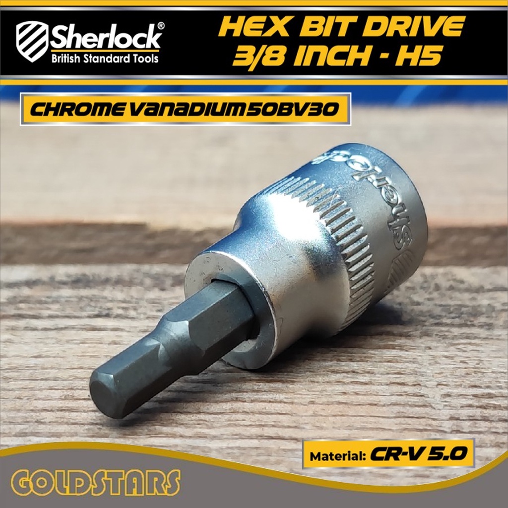 Mata Kunci Sok Socket Drive 3/8 &quot; inch Original Sherlock Hex Bit Shock L 5 mm