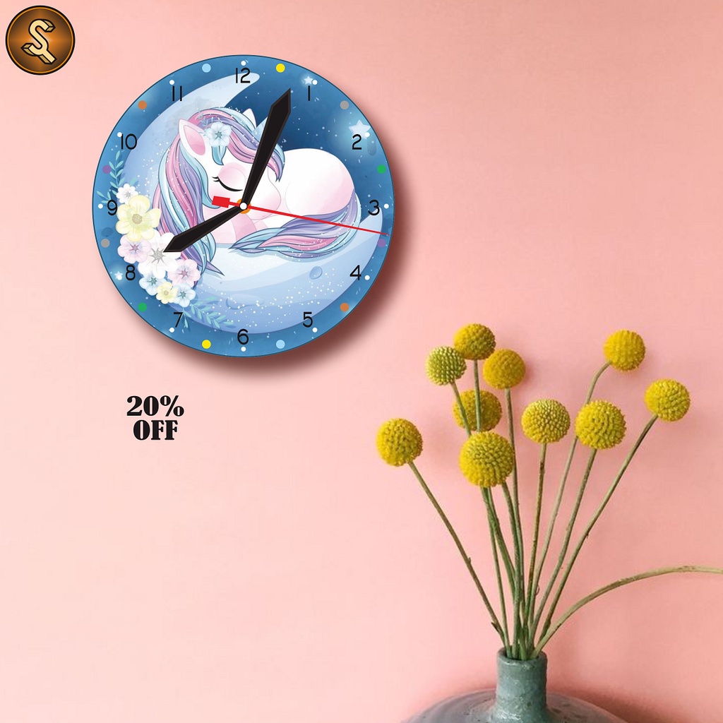 Jam Dinding Karakter Unicorn Bobo