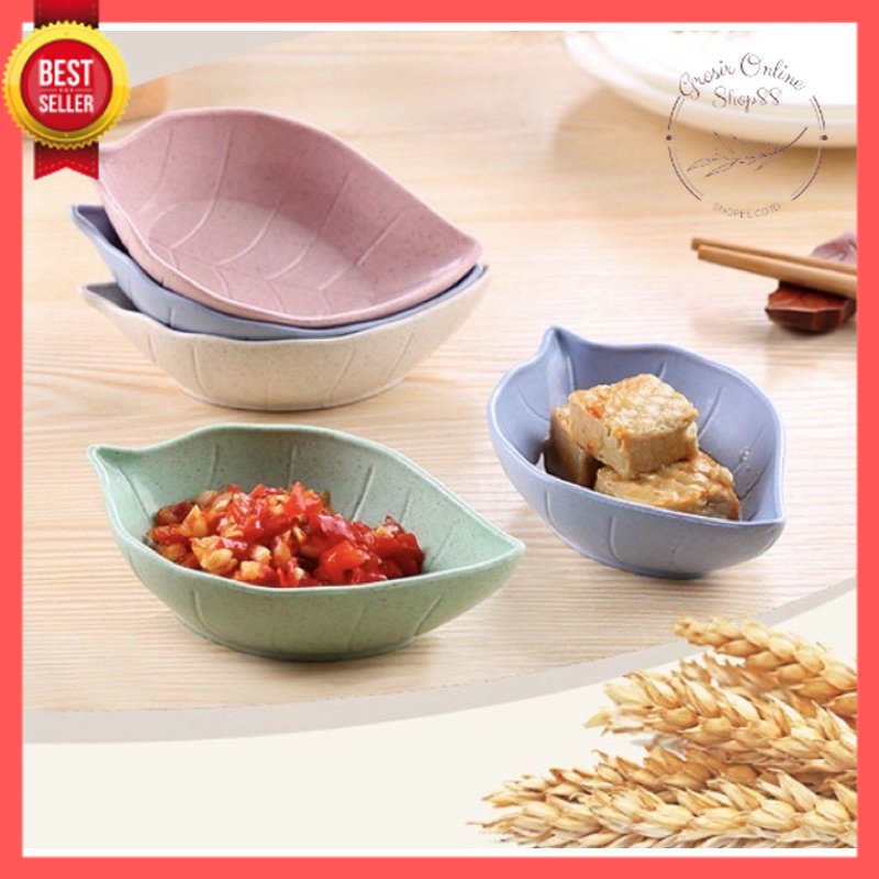 GOS -I306- Mangkuk Tempat Sambal Bentuk Daun - Wadah Sambal Saos - Souvenir Mangkuk Bahan Jerami