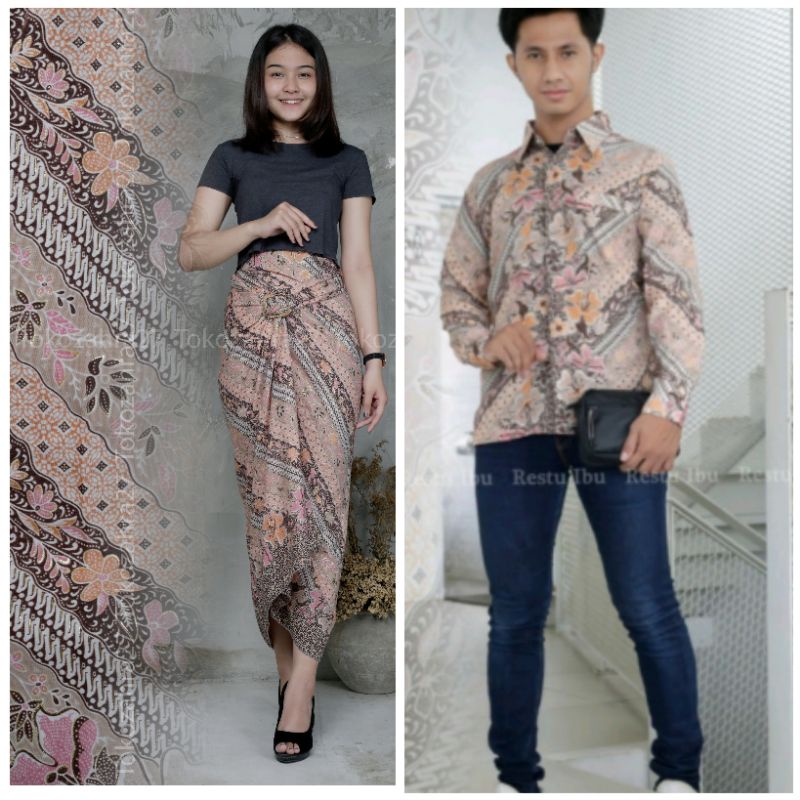 Couple Kemeja Batik Rok Lilit batik Lengan Panjang MOTIF DBY