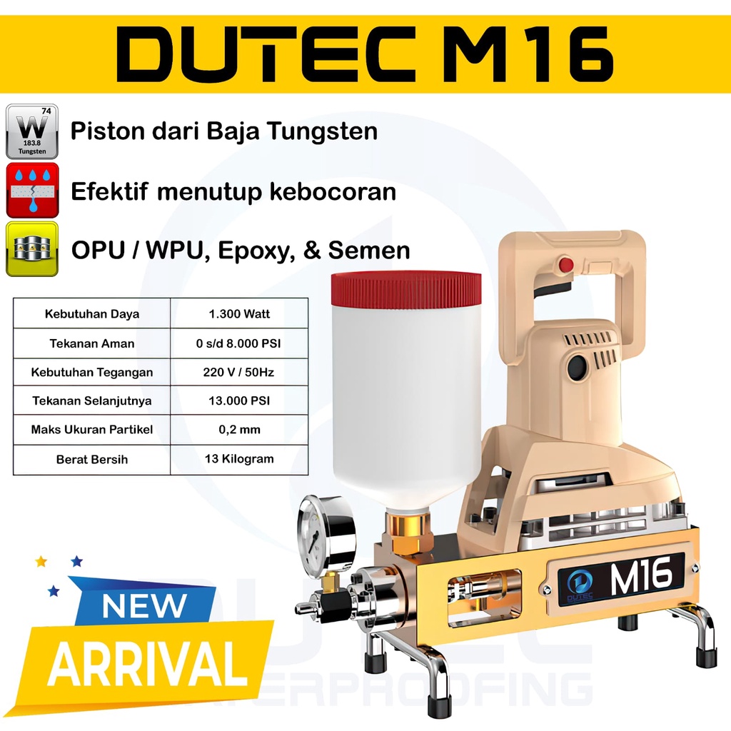 MESIN INJEKSI SEMEN, PU, EPOXY TYPE M-16 ALAT INJEKSI BETON GROUTING MACHINE M16 MESIN INJEKSI DUTEC