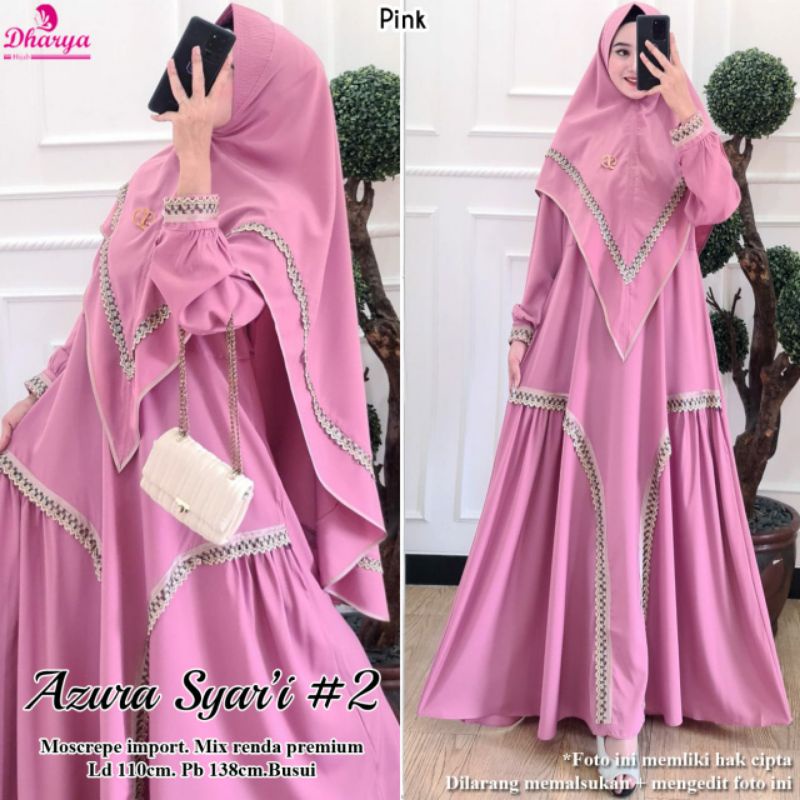 AZURA GAMIS MAXY SYARI#2*moscrepe import mix renda premium*ld110*all size*busui friendly*ori berlabe