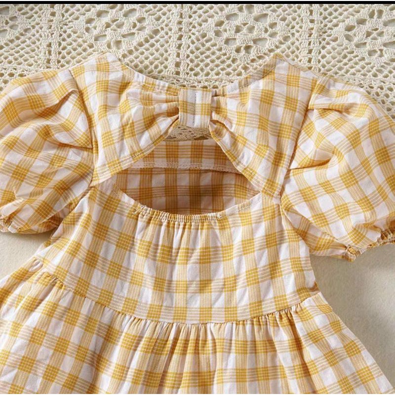 IL - DRESS ANAK PITA RAMPEL KOTAK / DRESS ANAK PEREMPUAN LUCU MOTIF KOTAK TARTAN