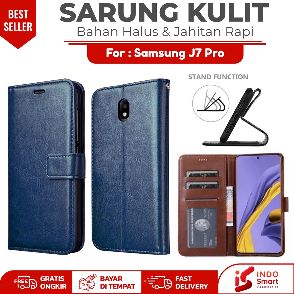 Samsung J7 Pro / Case Samsung J7 Pro / Leather Wallet Case Dompet Sarung Kulit Hp