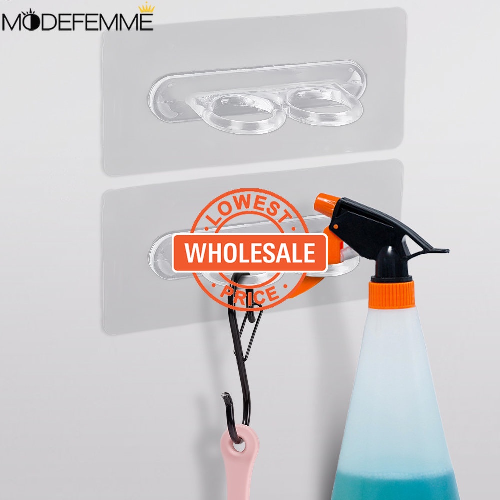 [Harga Grosir] Double-hole Clear Hook Kamar Mandi Dapur Alat Penyimpanan Kacamata Tahan Air Gantungan Serba Serbi Organizer Rak Dinding Tempat Botol Rak Bantalan Beban Kuat