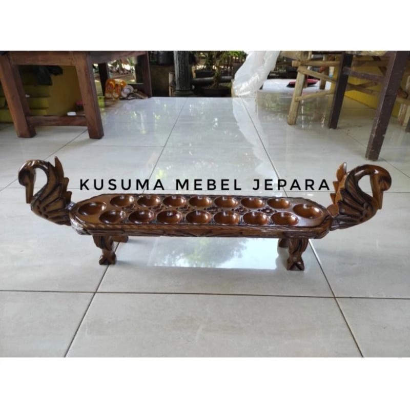 Dakon Congklak Kayu Jati Ukir Angsa Model Terbaru