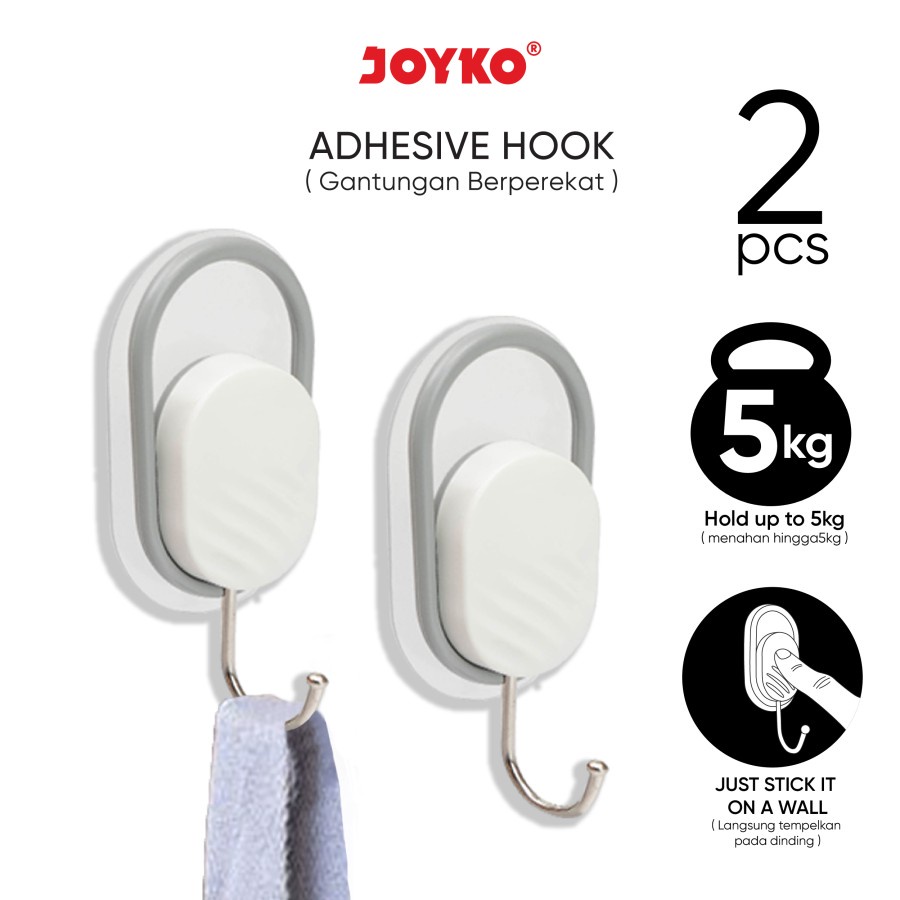 Adhesive Hook Gantungan Baju Tempel Dinding Stainless Joyko ADHK-3110