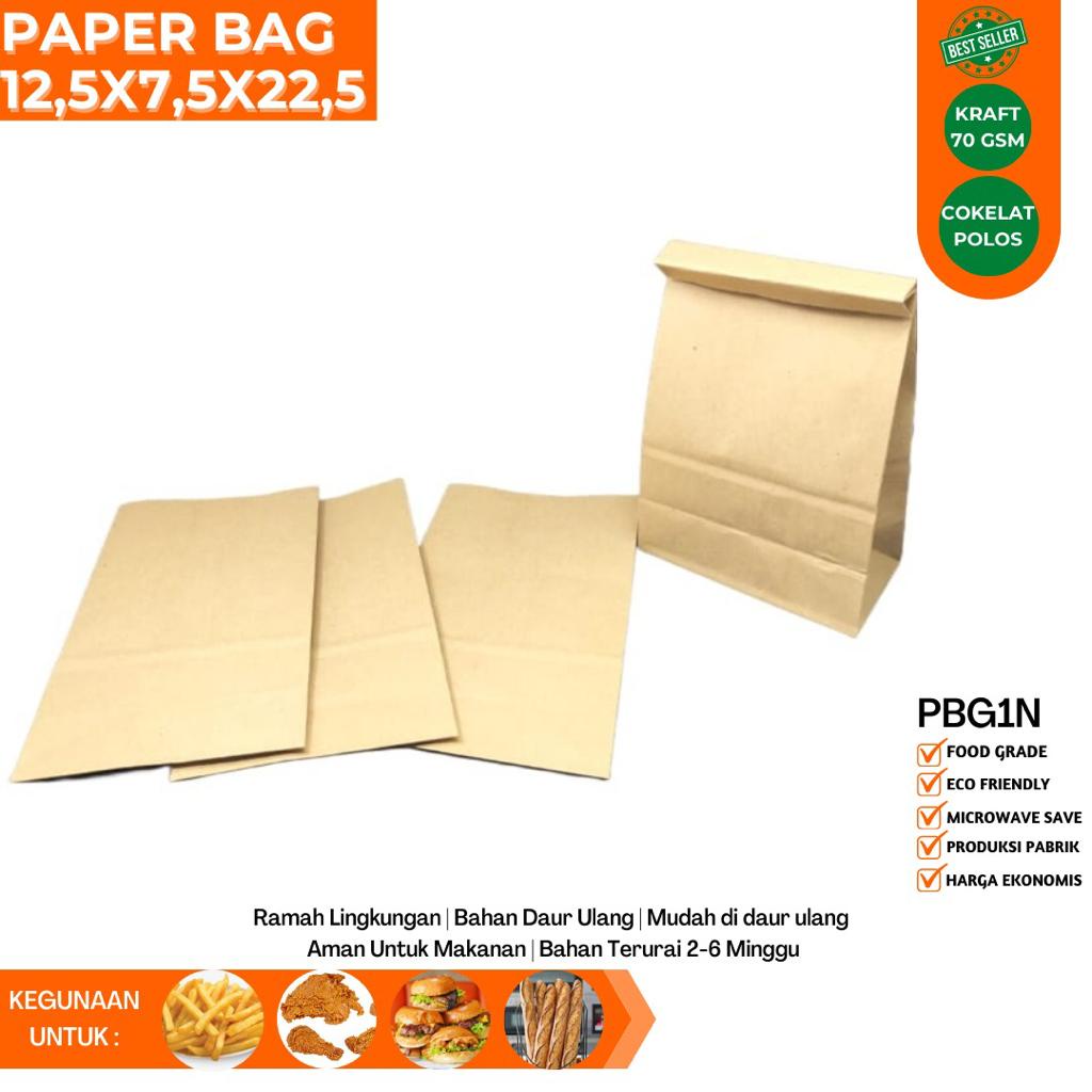 Paper Bag Fried Chicken 12.5X7.5X22.5 (Isi 50 Pcs-PBG1N)