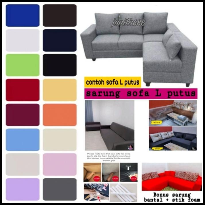 Cover Sofa Bentuk L Putus / Sarung Penutup Sofa L Putus Elastis