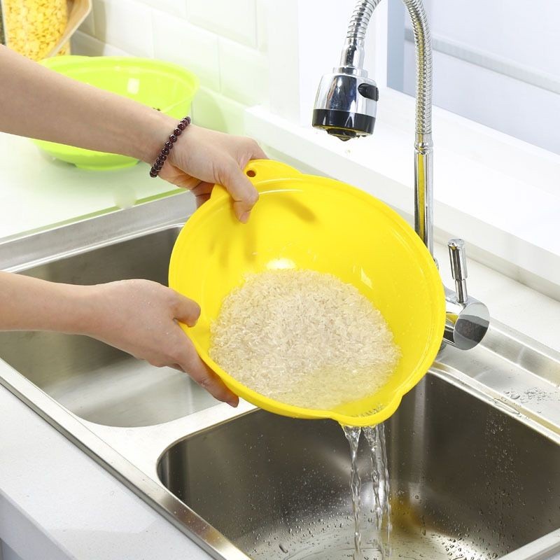 Baskom Saringan Cuci Beras Sayur Buah Kacang Tirus Air