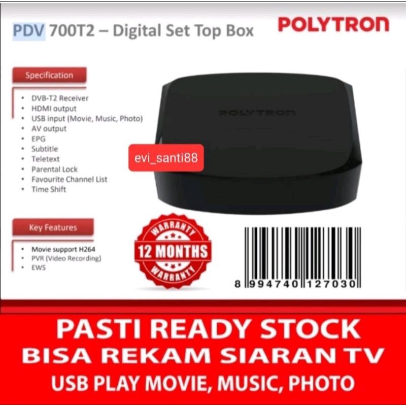 POLYTRON SET TOP BOX PDV-700T2 DVB T2 TV RECEIVER STB SIARAN DIGITAL - 709T2 WIFI
