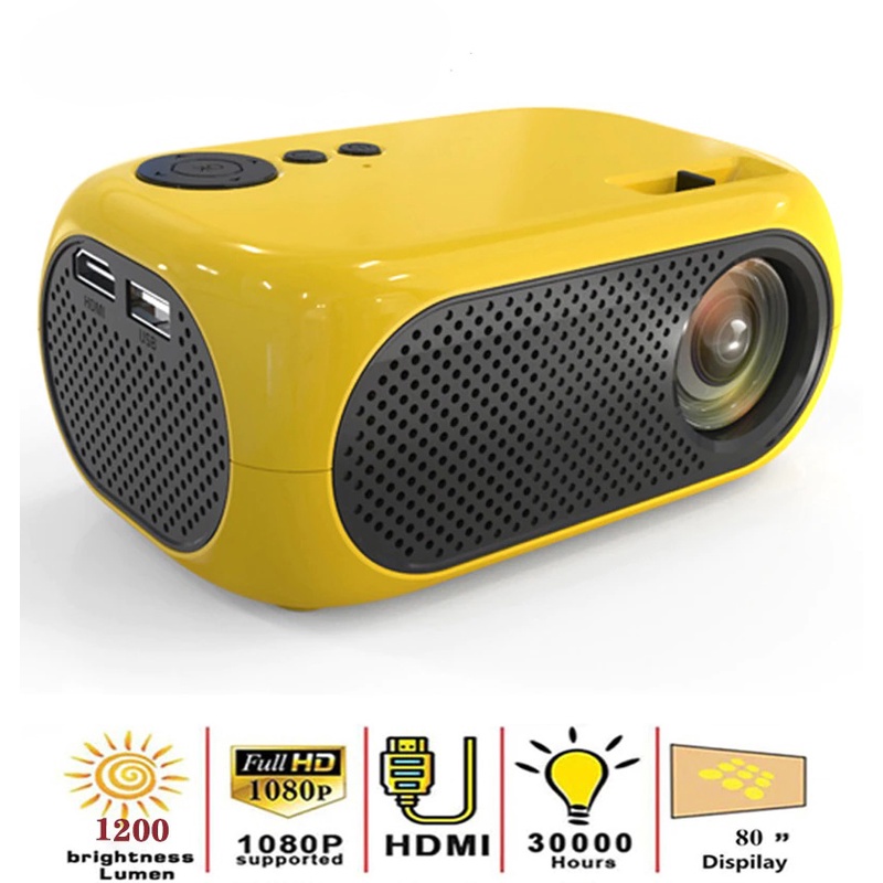 Proyektor Mini LCD Full HD 1080P 1200 Lumen Home Theater Teater Projector Nonton film Presentasi rap
