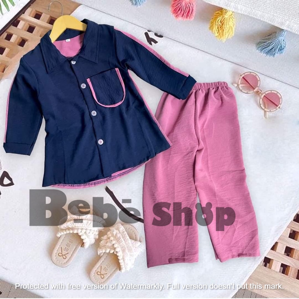 one set anak perempuan bahan cringkel usia 2 sampai 8 tahun