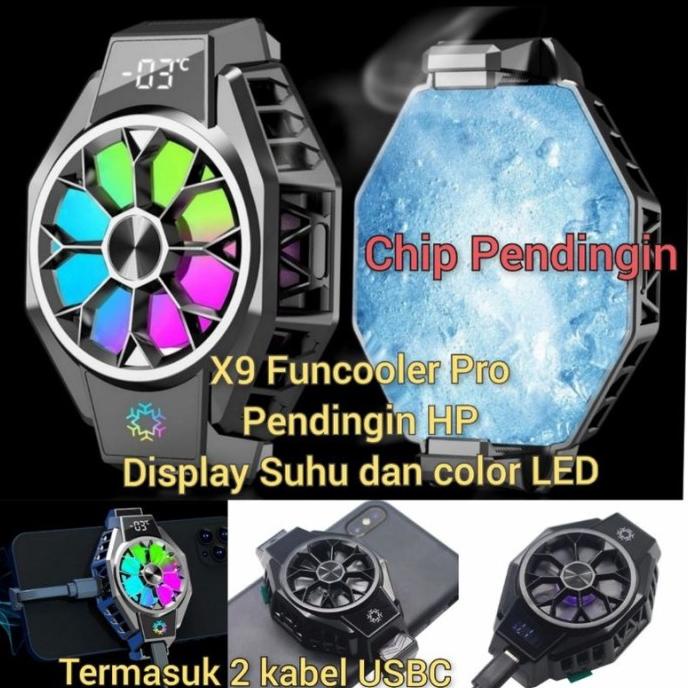 X9 Funcooler Pro Radiator Pendingin Handphone Cooler Hp Display Suhu