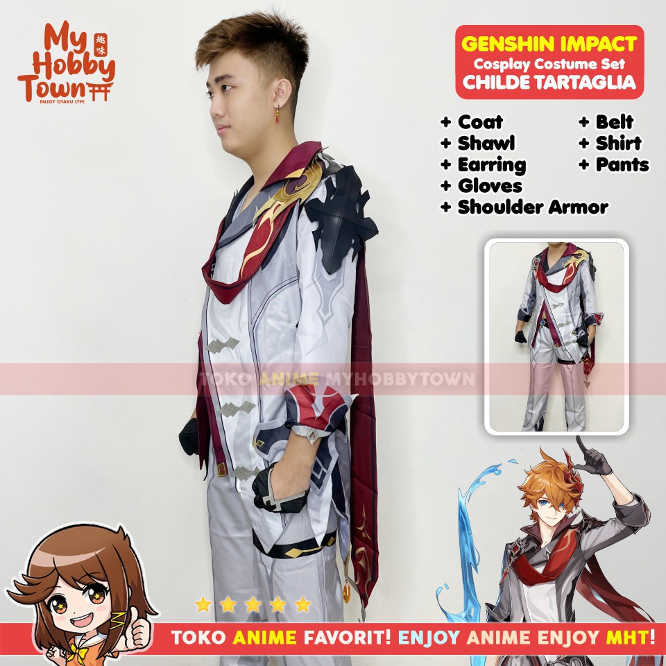 Kostum Cosplay Anime Game Genshin Impact Childe Tartaglia