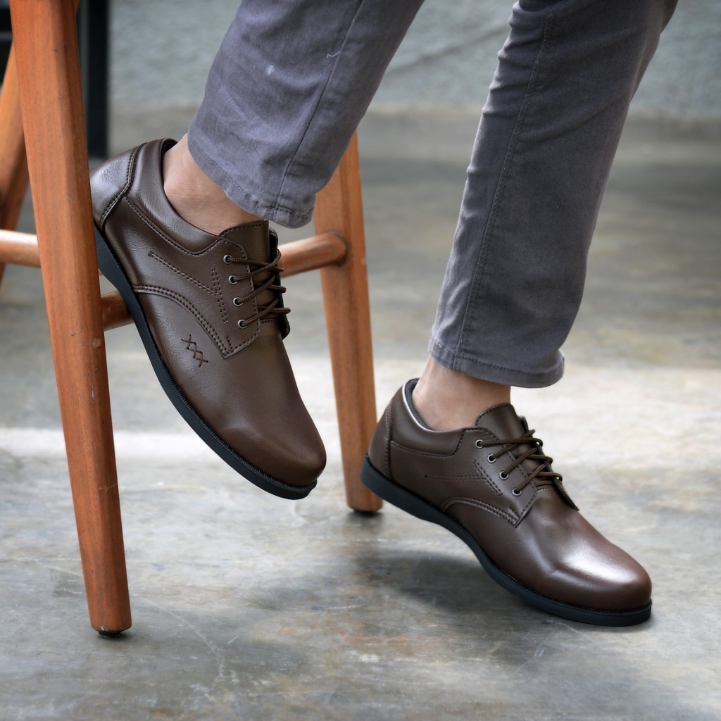 RIONZ X EDGAR SERIES - Sepatu Formal Casual Pantofel Pria Resmi Formal Kasual Hitam Coklat Brown Black Kantor Kuliah Kondangan Kerja Dinas Guru Terbaru Rerlaris Murah