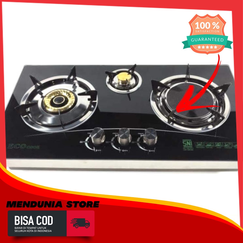 Kompor Tanam Gas Kaca 3 Tungku ECO COOK EC-31