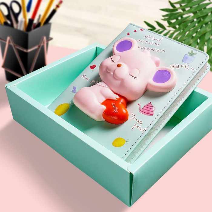 

Notebook Squishy Diary Lucu / Agenda Jurnal / Buku Tulis Pink Mouse