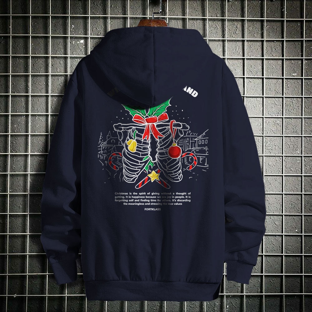 FORTGLASS CHRISTMAS BONE Outerwear Unisex Hoodie Sablon Pria Premium Jaket Pria Jumper Hoodie