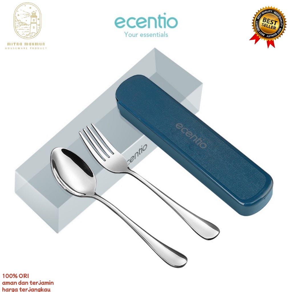 ECENTIO ALAT MAKAN SET FREE WADAH ISI 2 / 3 PCS STAINLESS STEEL SENDOK GARPU SUMPIT 1 SET