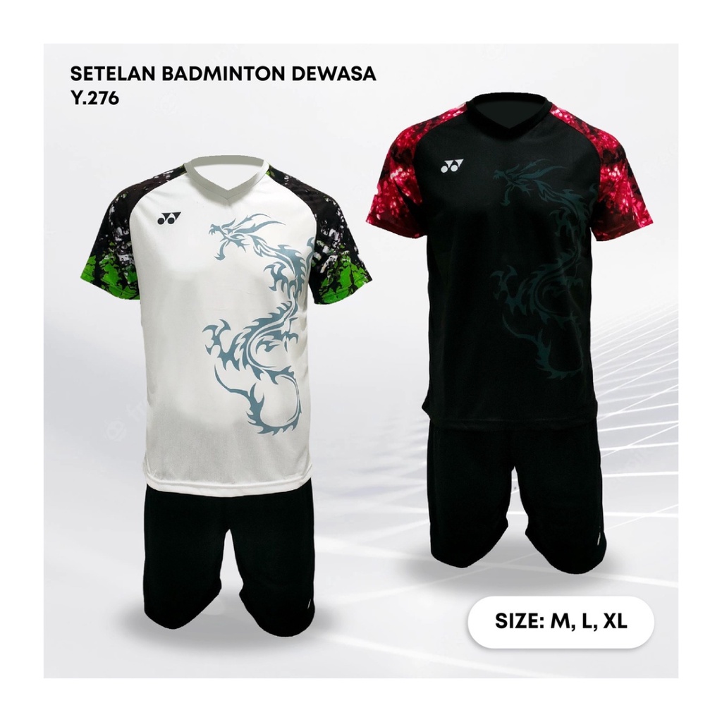 Kaos bulutangkis pria Y276 setelan baju celana badminton jersey wanita dewasa t-shirt outfit seragam jarsey kostum olahraga pakaian apparel sport jersy bulu tangkis casual jersi sudirman thomas uber cup print custom suit hitam polos