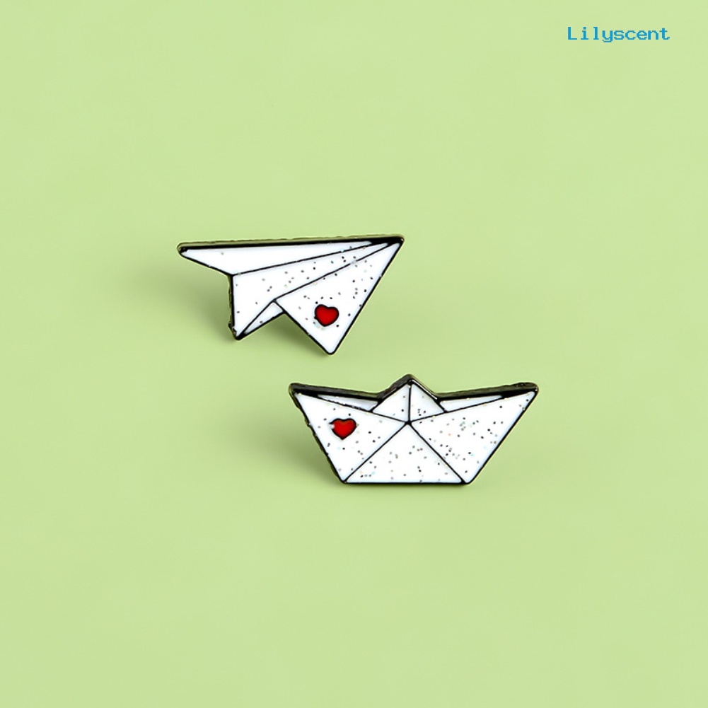 [LS] Unisex Origami Pesawat Perahu Enamel Bros Pin Jaket Tas Lencana Teman Hadiah