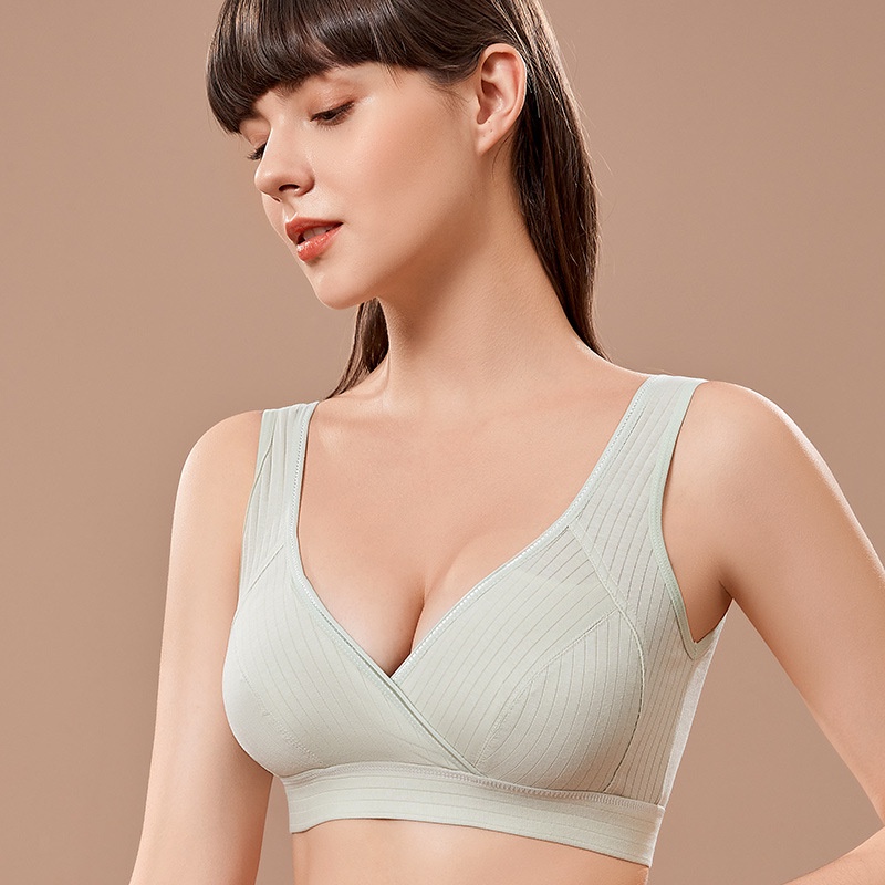 Bra bh menyusui tanpa kawat Tipis Cross Keperawatan Bra Katun Lapisan Perawatan Pakaian tanpa busa Tinggi Elastis Cup besar jumbo Nursing Bra 1006