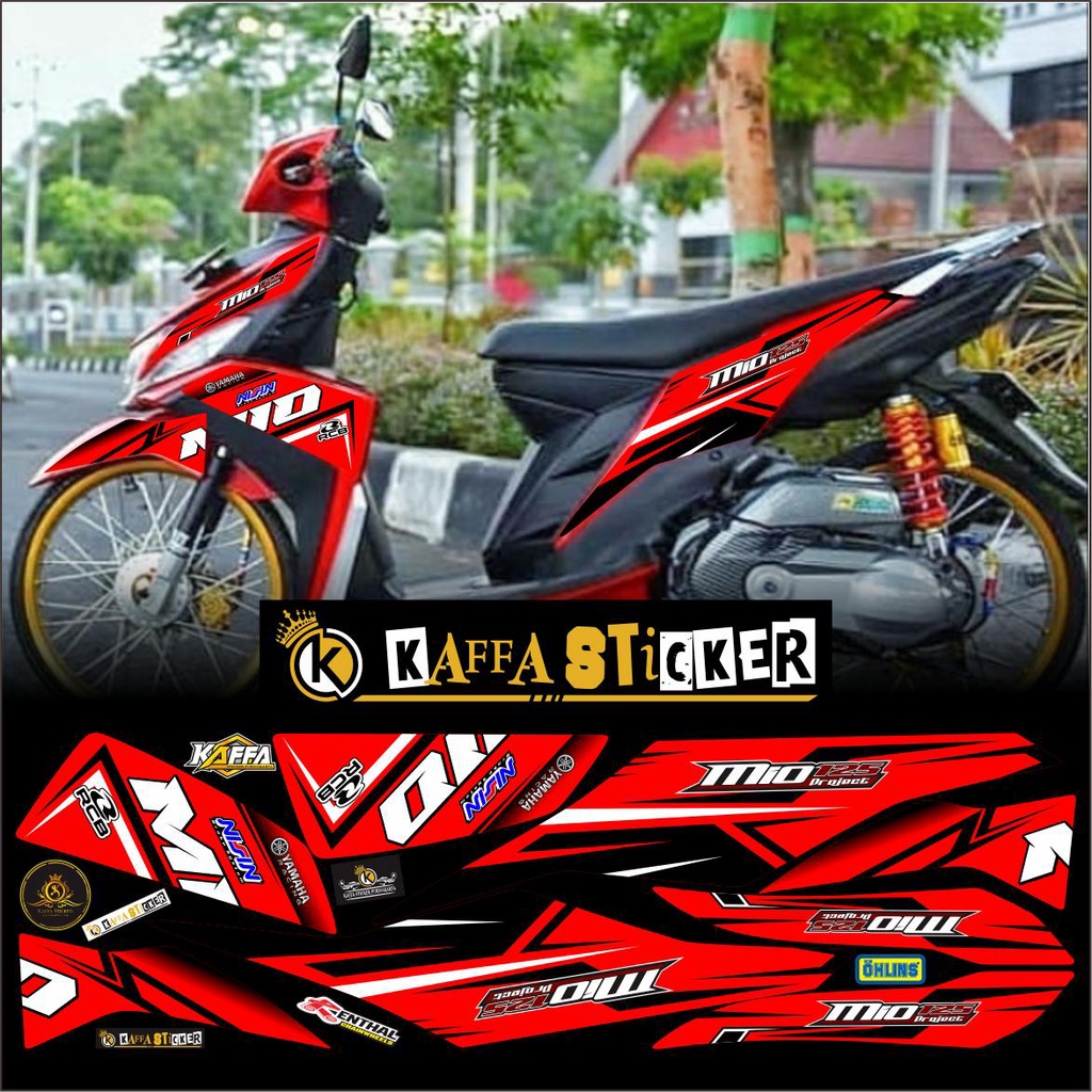 Stiker Mio M3/Z Decal Striping Mio M3/Z Premium Racing Merah List Hitam