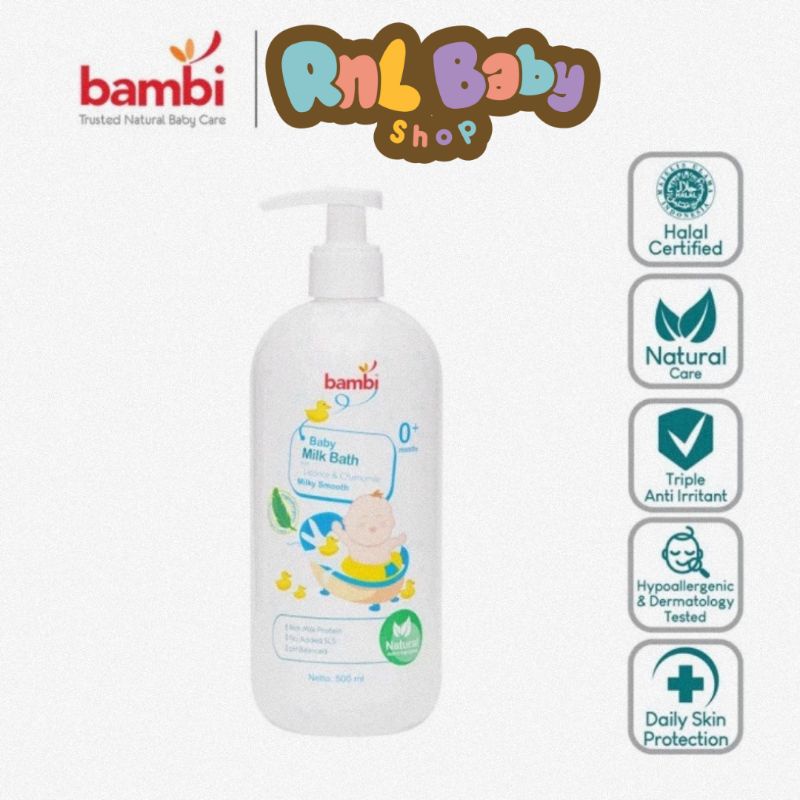 Bambi Baby Milk Bath Pump 500 ml - Sabun Mandi Bayi