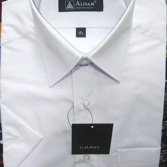 kemeja Kemeja pria putih ALISAN lengan PENDEK ukuran 14.0 - 16.0 - XS(S1C6) Premium Kemeja Pria Impo