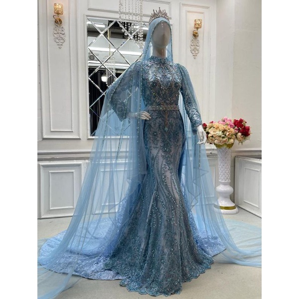 GAUN PENGANTIN SLIM DUYUNG BERKOR NOTIF TERBARU//KEBAYA WEDDING DRESS MUSLIM //BAJU PENGANTIN MEWAH FULL PAYET //GAUN PENGATEN MODERN MASSA KINI