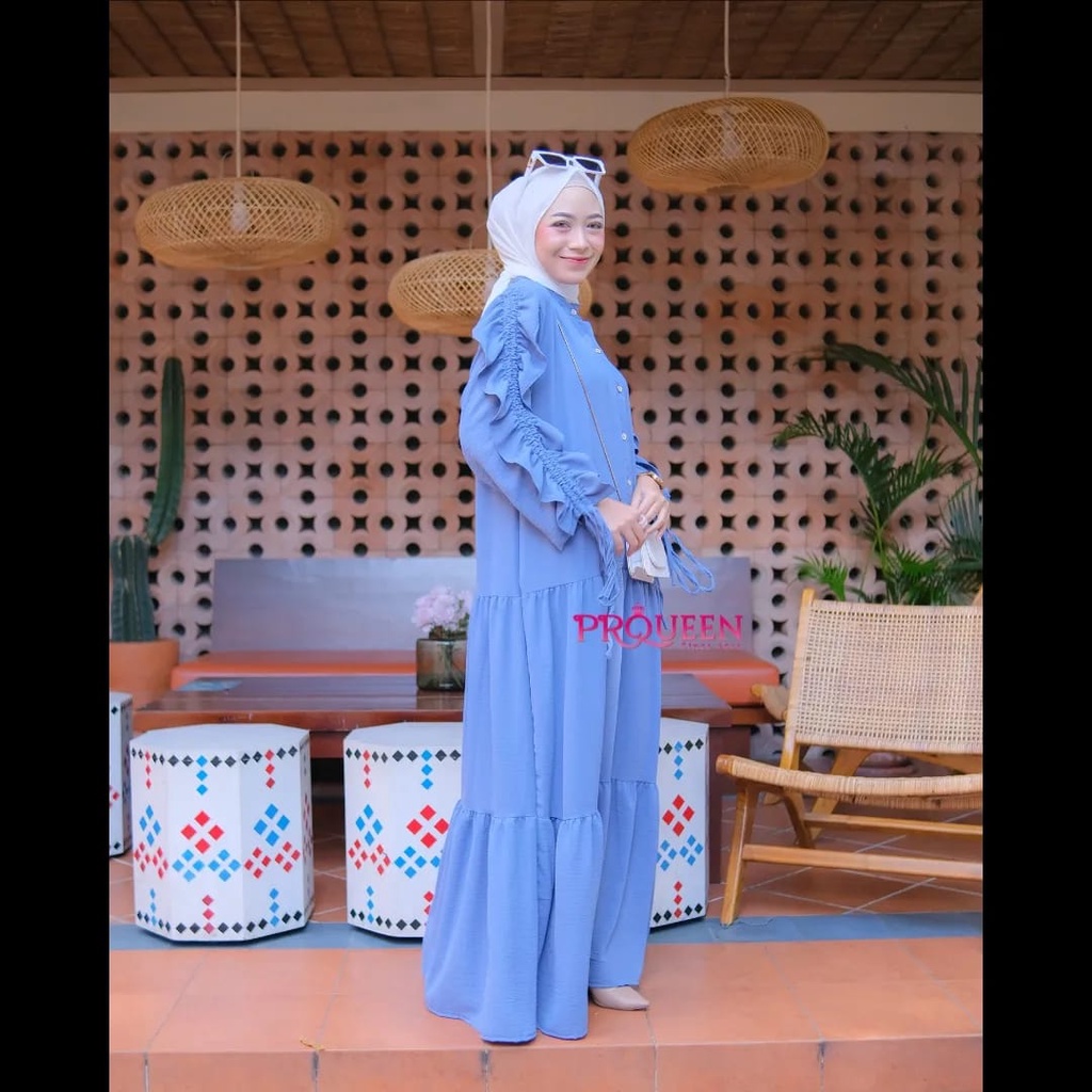 SILVIA DRESS SERUT CRINKLE AIRFLOW - MAXI BUSUI - BAJU WANITA LONG DRESS - DRESS SUSUN REMPEL