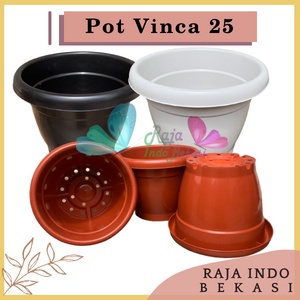 Pot Bunga Vinca 25 Polos Hitam Putih Coklat Tanaman Hias Kuping Glory 25 Plastik  Pot 25 cm Lusinan Hitam Pot Bunga Hitam 20 22 25 30 32 35 | Pot Tanaman Hitam Plastik