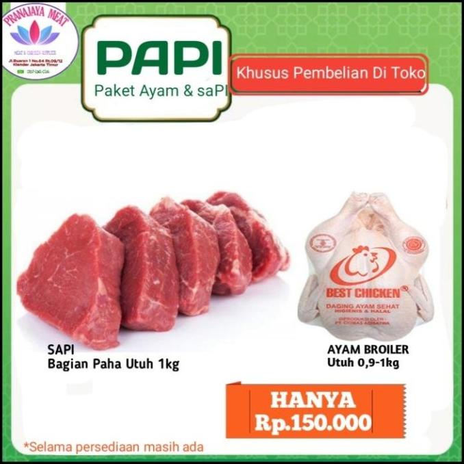 

TERBARU DAGING PAHA/RENDANG 1KG DAN AYAM 1EKOR 0,9-1KG TERLARIS F5464RY