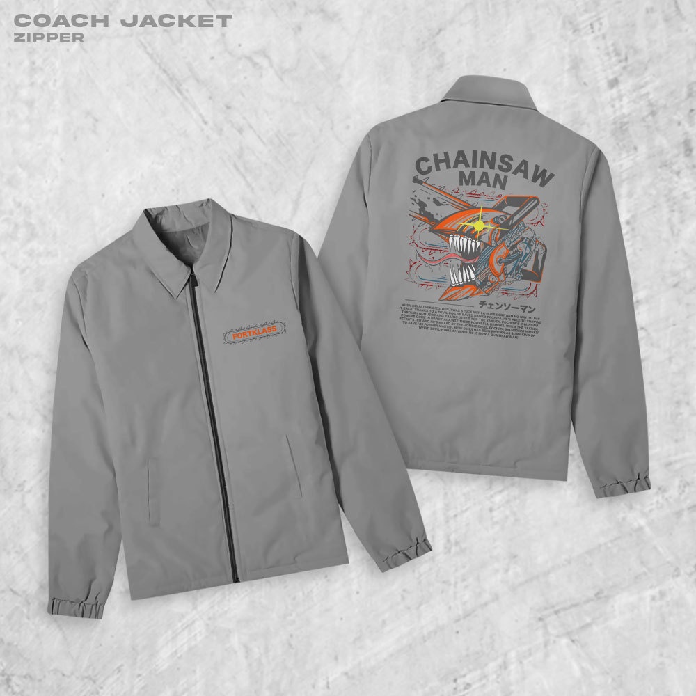 Fortglass CHAINSAW Zipper Jaket Polos Pria Jaket Parasut Unisex Zipper Pria Lengan Panjang Jaket Coach