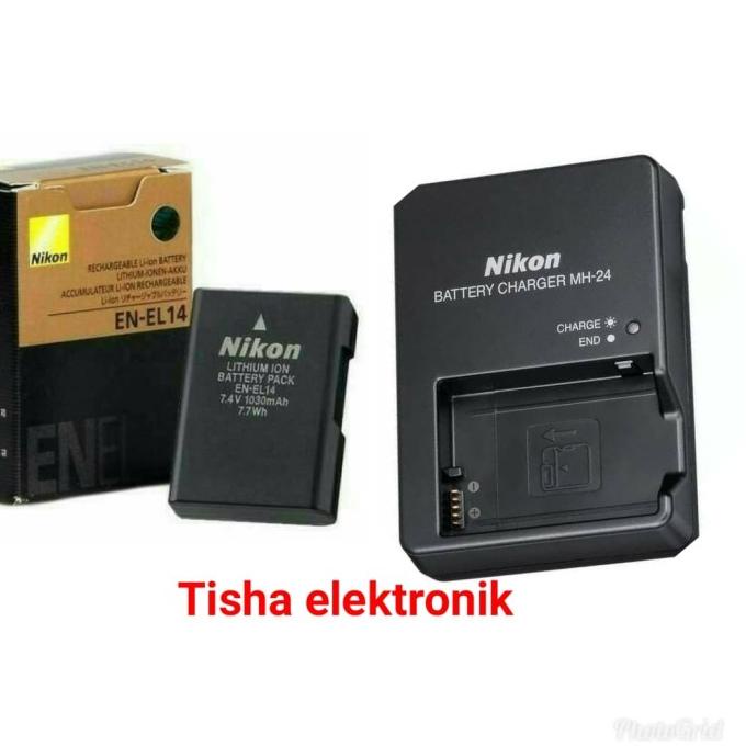 Paket baterai dan charger kamera Nikon D3100