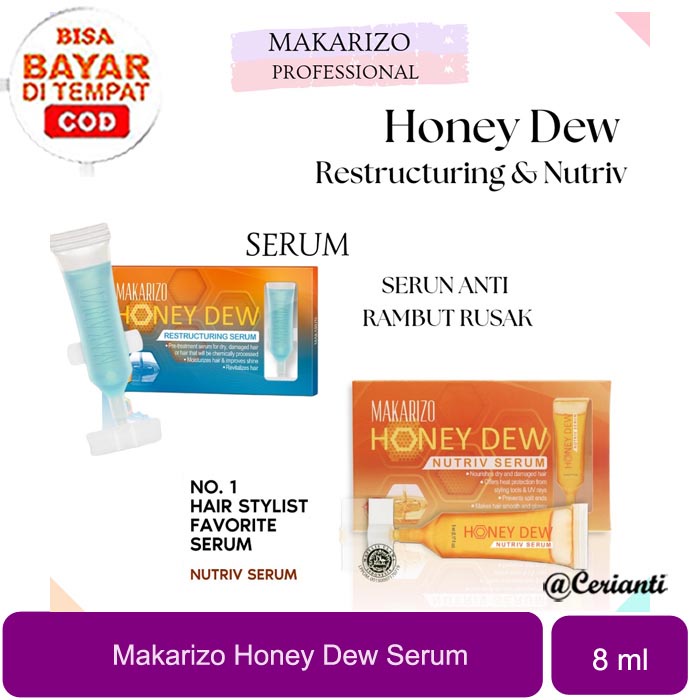 [BUAT RAMBUT GLOWING MAKSIMAL] [5ML] [BPOM] Makarizo Professional Honey Dew Nutriv Serum 5ml - Serum Rambut - Vitamin  Cerianti