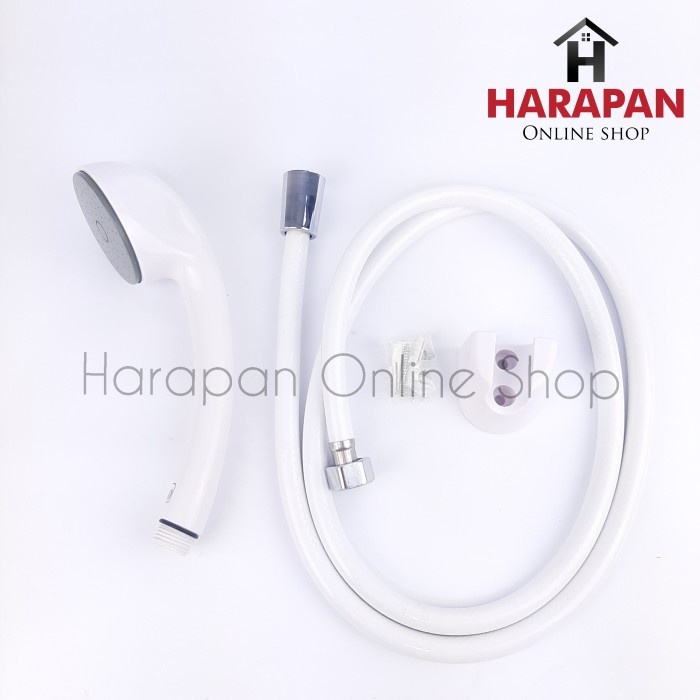 Keso Hand Shower Mandi Pvc Putih A129 + Selang / Shower Mandi Plastik Pvc