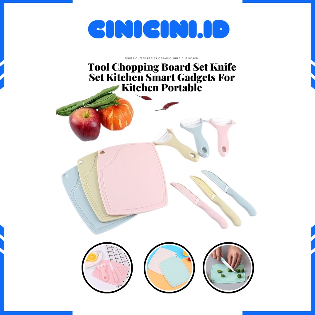 [ Cinicini ] Pisau Set Plus Talenan Pisau Ceramic Jerami Mini 3in1