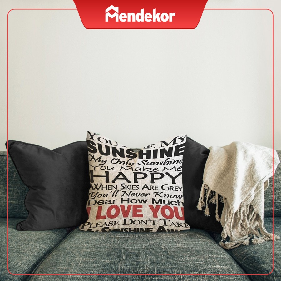 Bungin | sarung bantal pillow cover 45 cm motif sofa quotes tulisan