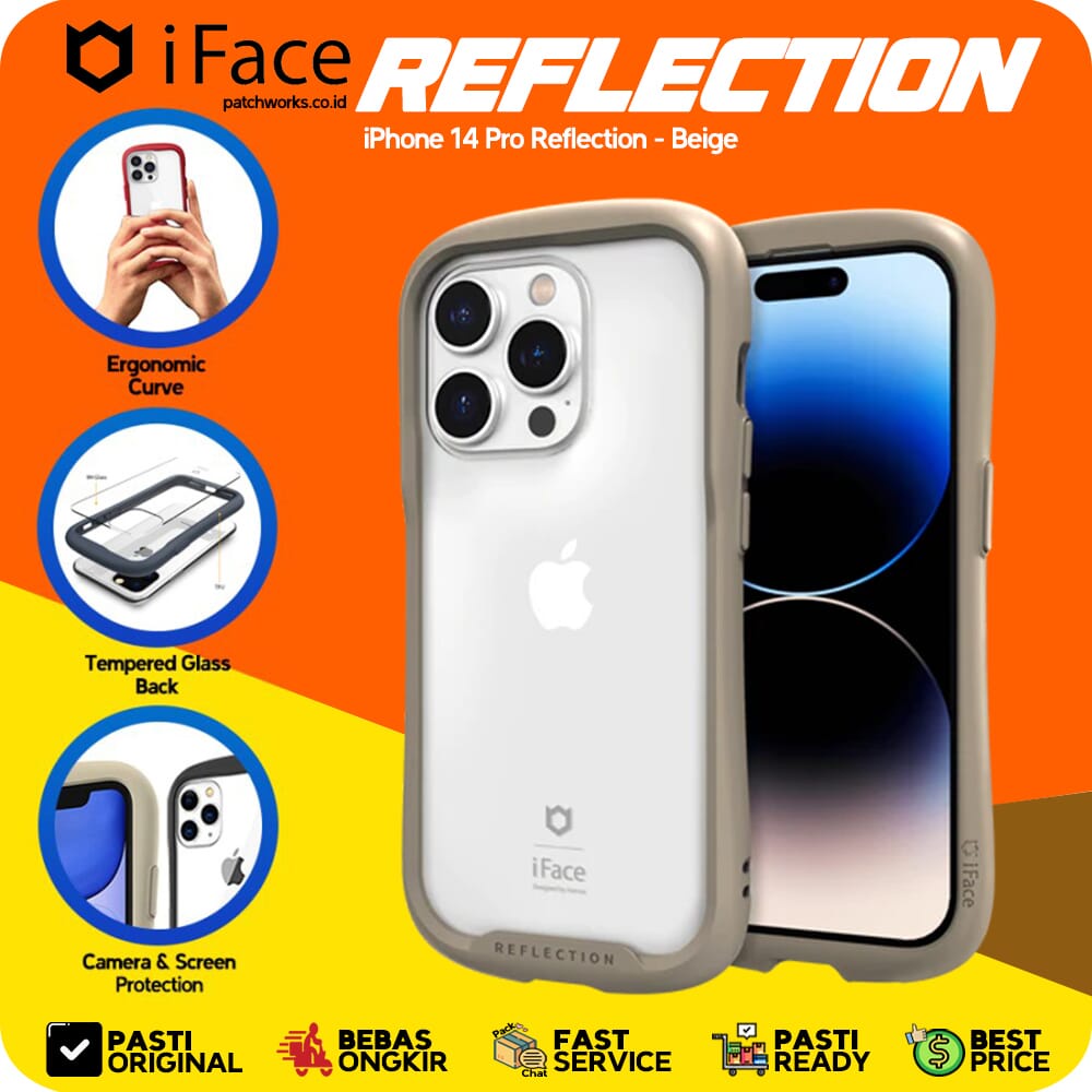 iFace iPhone 14 Pro Reflection Beige Casing Softcase Anti Crack Hybrid