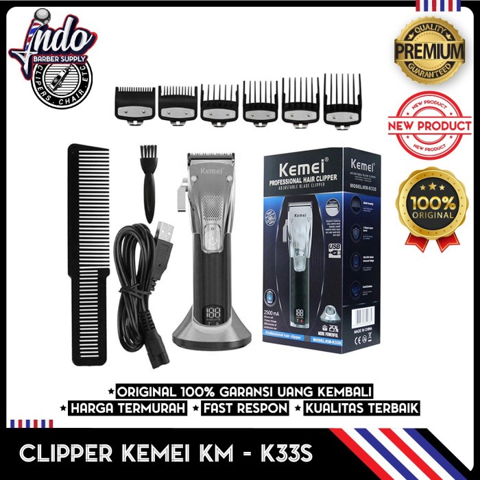 Kemei K33S Km-K33S Alat Cukur Rambut Elektrik Wireless Rechargeable